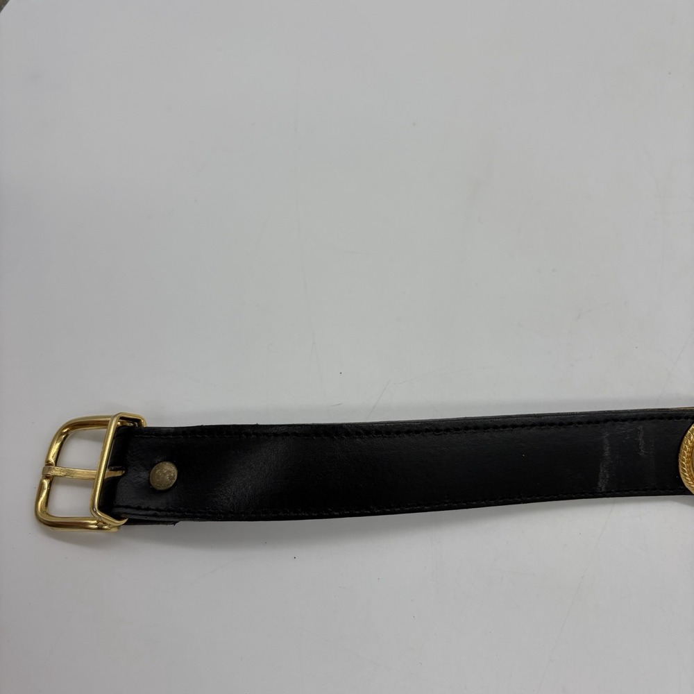 Vintage Avignon Womens M Belt Black Leather Silver & Gold Beading Boho Western - Picture 10 of 16